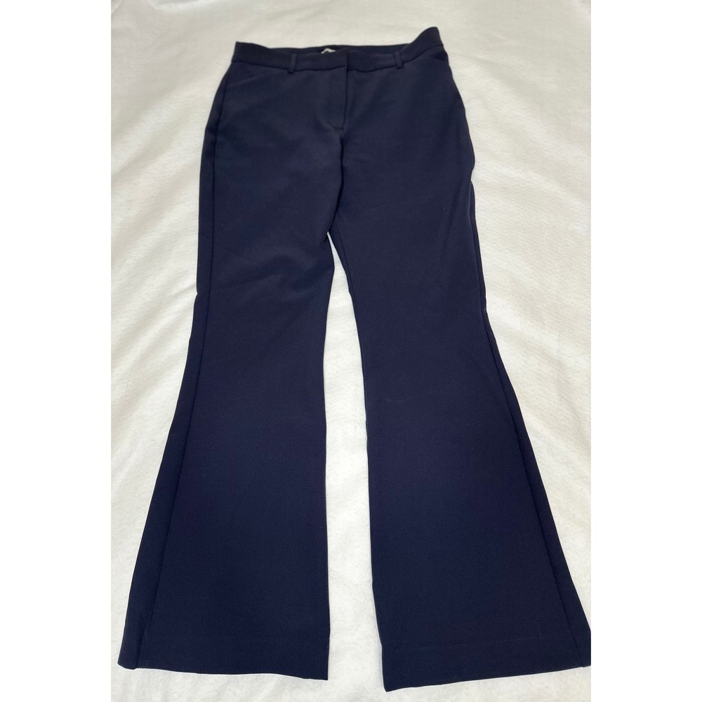 Express Editor Flare Mid Rise Pants Women Size 4 Navy Blue Workwear Good - Picture 2 of 9